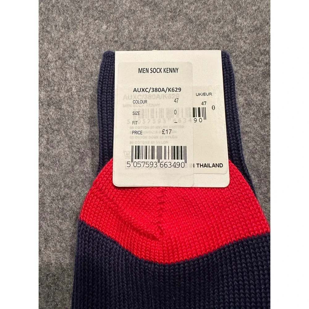 Paul Smith Men Sock Kenny Navy Blue Red White Striped Cotton AUXC/380A/K629